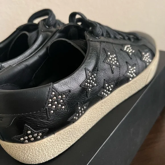 Saint Laurent Leather Studded Star Sneakers